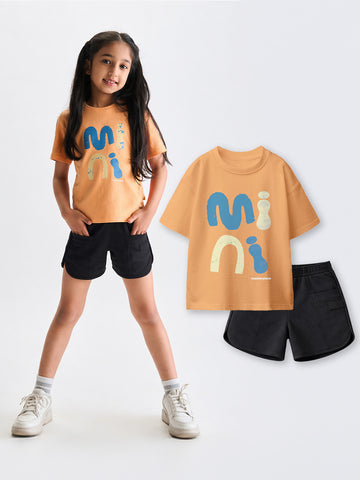 Graphic Top & Girls Shorts Set