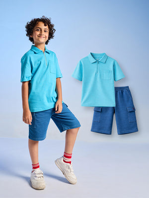 2-Pack Relaxed Polo Tee & Cargo Denim Shorts
