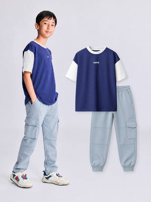 Colorblock Tshirt & Cargo Joggers Set