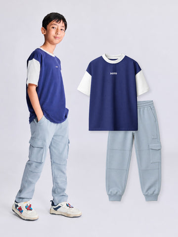 Colorblock Tshirt & Cargo Joggers Set