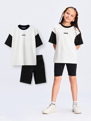 Relaxed Polo Tshirt & Cycling Shorts Set