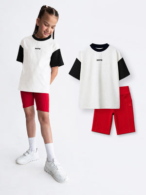 Relaxed Polo Tshirt & Cycling Shorts Set