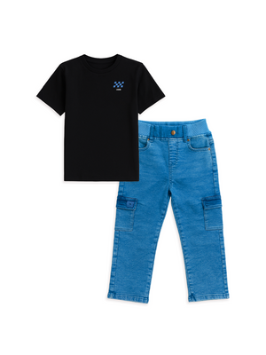 2-Pack Cargo Denim & Graphic Tee