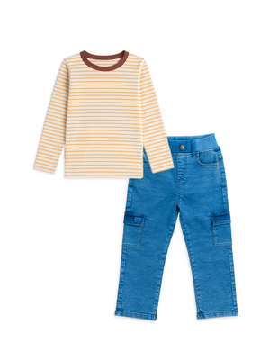 2-Pack Cargo Denim & Classic Stripped Tee
