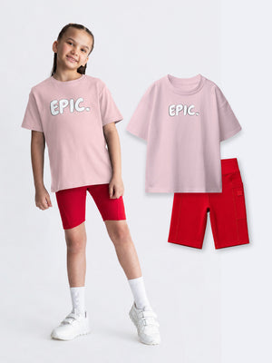 Relaxed Polo Tshirt & Cycling Shorts Set