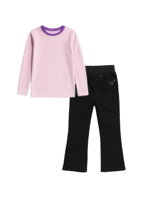 2-Pack Flared Denim & Classic Stripped Tee