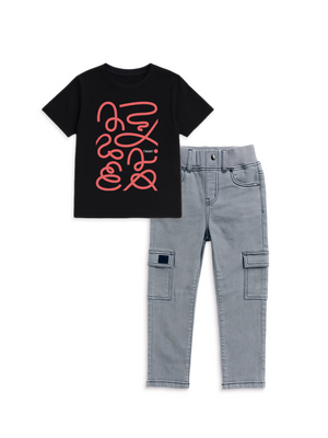 2-Pack Cargo Denim & Graphic Tee