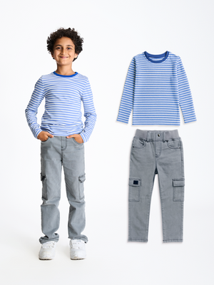 2-Pack Cargo Denim & Classic Stripped Tee