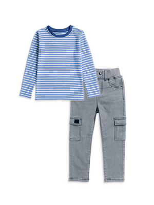 2-Pack Cargo Denim & Classic Stripped Tee