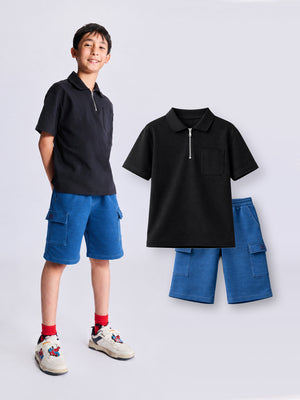 2-Pack Polo Tee & Cargo Denim Shorts