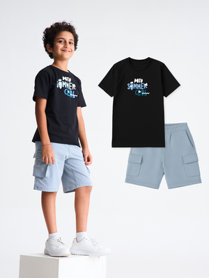 2-Pack Classic Cotton T-shirt & Ponte Cargo Shorts