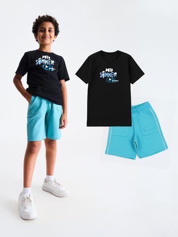 Classic Cotton T-shirt & Ponte Cargo Shorts Set - Clearance