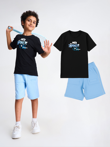Classic Cotton T-shirt & Ponte Cargo Shorts Set - Clearance