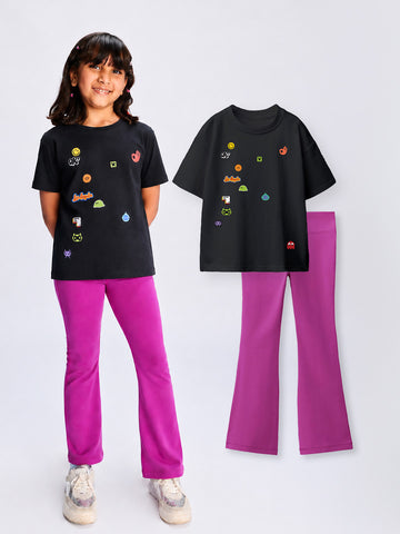 Graphic Tshirt & Flared Leggings Set