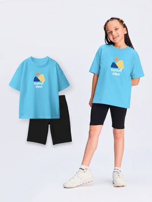 Relaxed Graphic Tshirt & Cycling Shorts Set