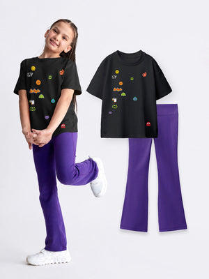 Relaxed Graphic Tshirt & Flared Leggings Set