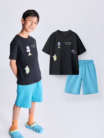 Graphic Tshirt & Polo Shorts Set